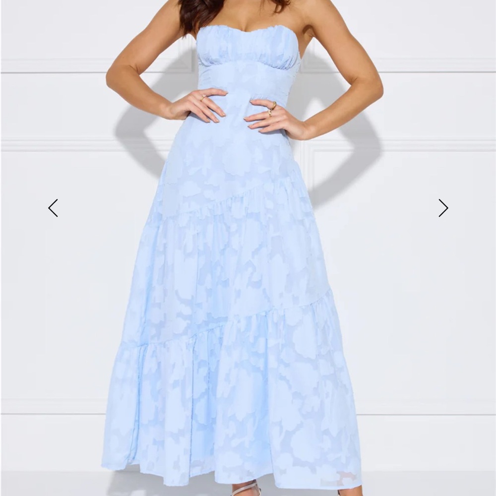 Hello Molly Sky Blue Strapless Dress Small